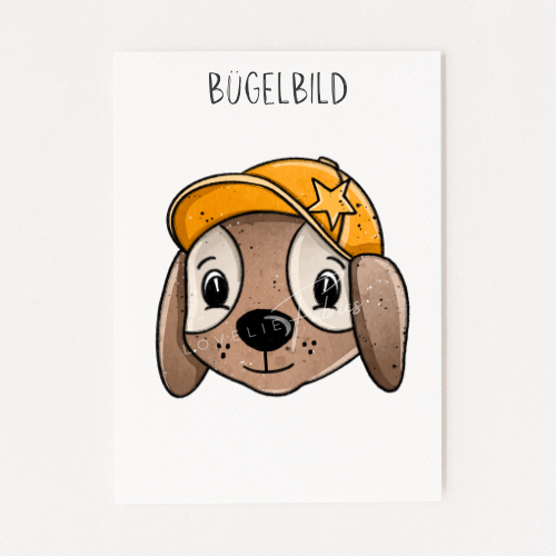 Bügelbild Hundehelden Hund Gelb