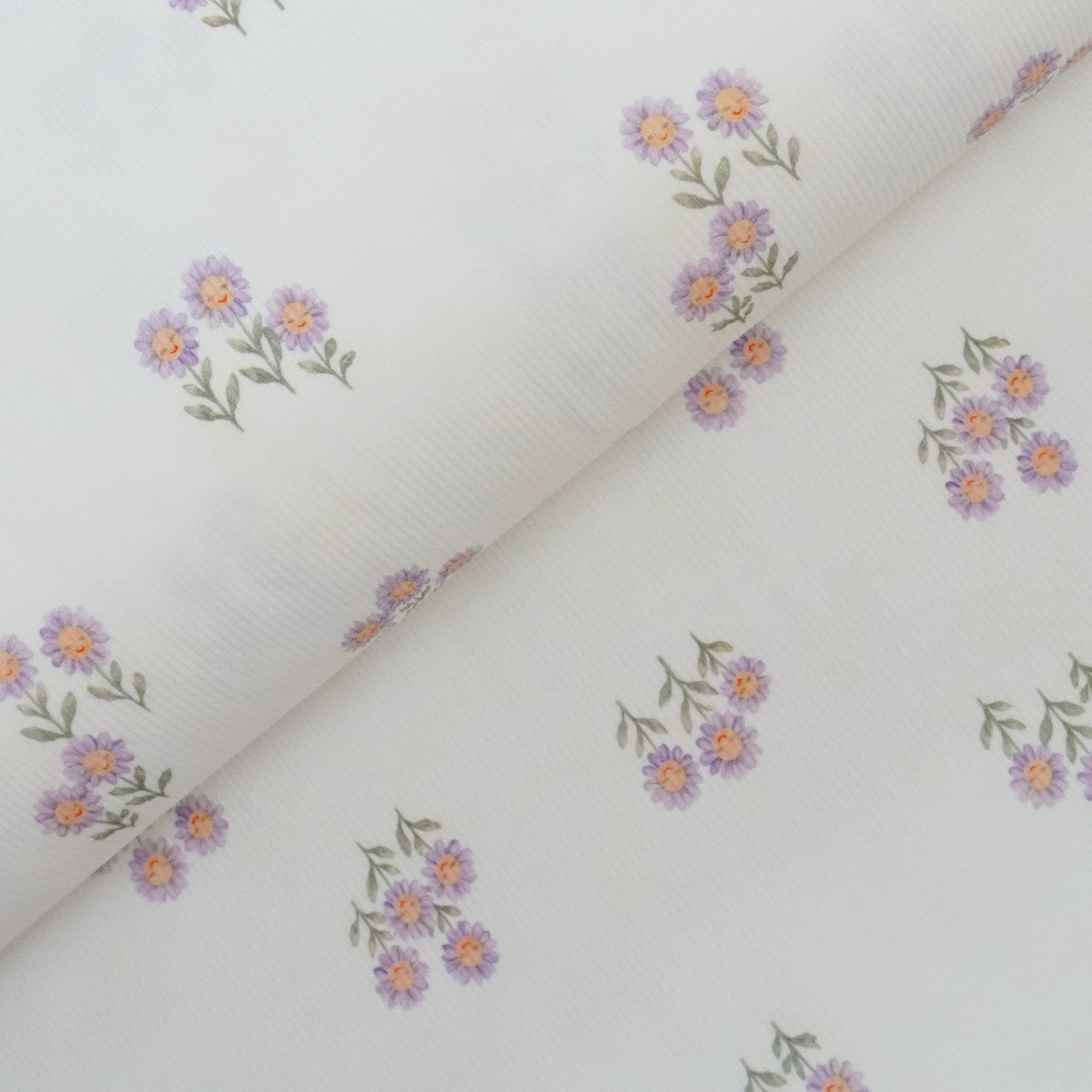 Ribjersey Rippstrick Sonnenblumen Flieder