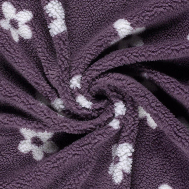 Teddystoff Blumen Altlila