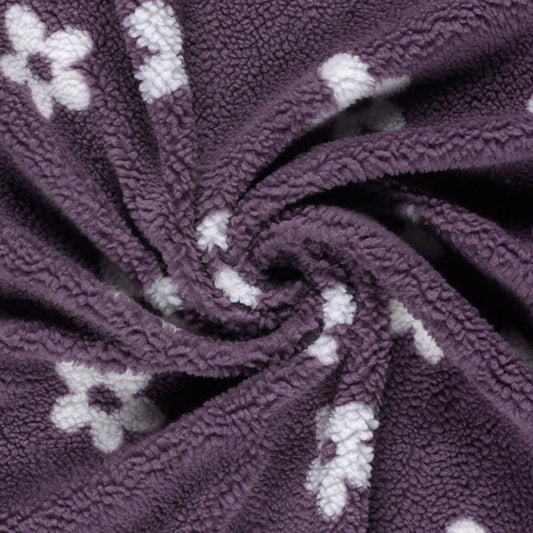 Teddystoff Blumen Altlila