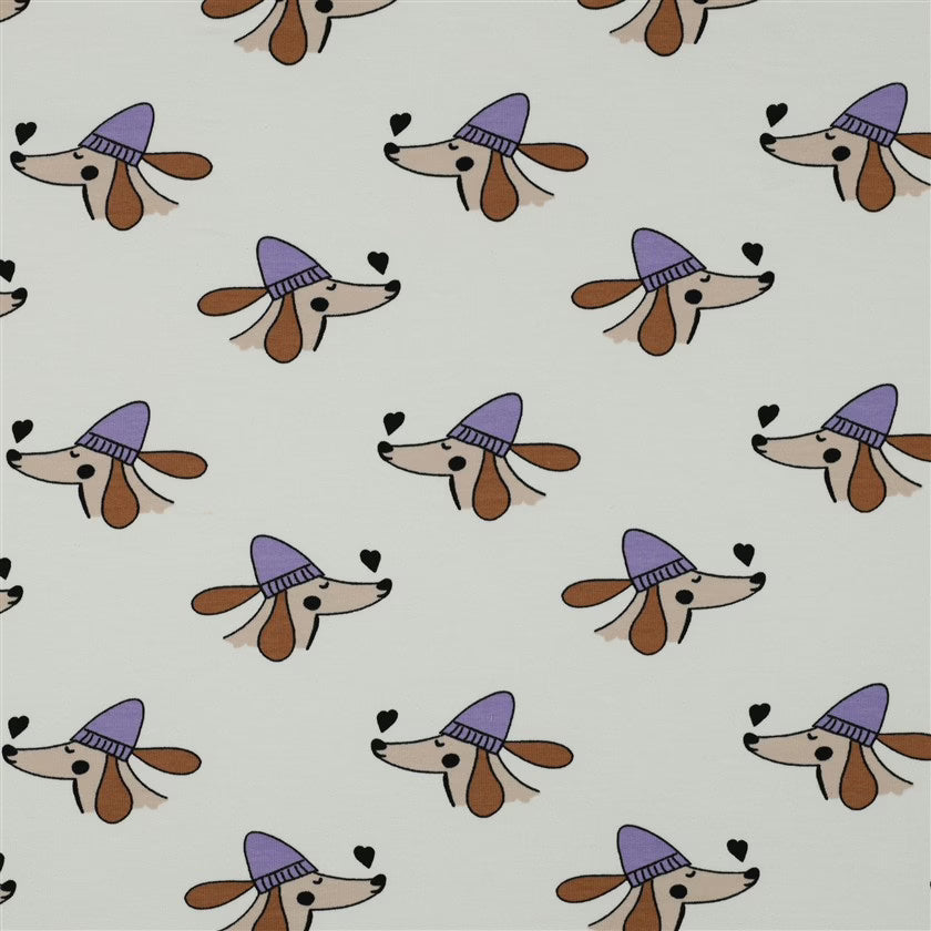 French Terry Hund mit Pudelmütze