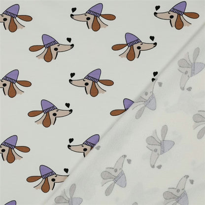 French Terry Hund mit Pudelmütze