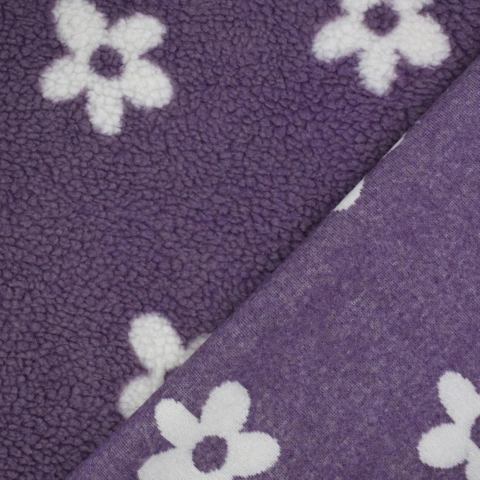 Teddystoff Blumen Altlila