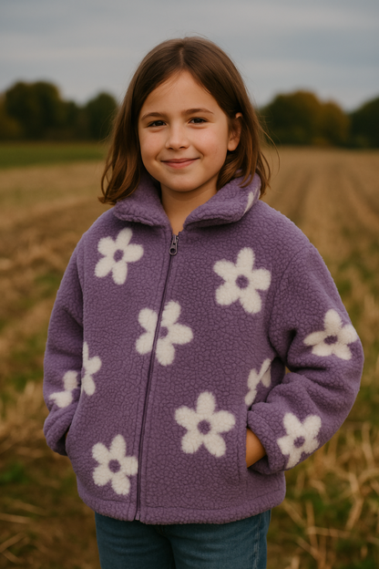 Teddystoff Blumen Altlila