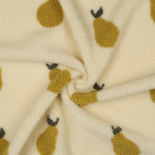 Teddystoff Birnen Cremebeige